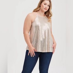 Gold Champagne sequin halter top